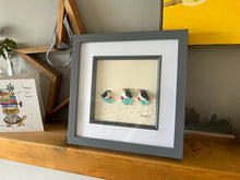 Load image into Gallery viewer, Pebble Penguins Glass Picture Wall Art Decor - Grey Frame