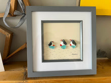 Load image into Gallery viewer, Pebble Penguins Glass Picture Wall Art Decor - Grey Frame