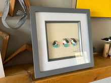 Load image into Gallery viewer, Pebble Penguins Glass Picture Wall Art Decor - Grey Frame