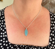 Load image into Gallery viewer, Blue Sea Glass Pendant Necklace with Sterling Silver Chain