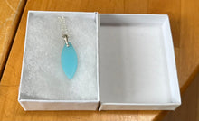 Load image into Gallery viewer, Blue Sea Glass Pendant Necklace with Sterling Silver Chain