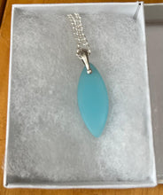 Load image into Gallery viewer, Blue Sea Glass Pendant Necklace with Sterling Silver Chain