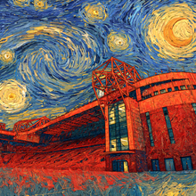 Load image into Gallery viewer, Old Trafford Van Gogh Starry Night poster, Manchester United stadium art print