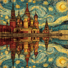 Load image into Gallery viewer, Van Gogh Kremlin Moscow Poster, Starry Night Style Russia Wall Art Print