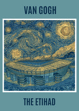 Load image into Gallery viewer, Etihad Stadium Van Gogh Starry Night Poster, Man City Football Art Print