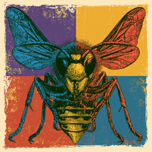 Load image into Gallery viewer, Warhol Hornet Pop Art Poster, Colourful Insect Print, Retro Bold Home Decor