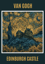 Load image into Gallery viewer, Edinburgh Castle Van Gogh Starry Night Style Poster, Scotland Wall Art Print