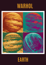 Load image into Gallery viewer, Warhol Style Earth Planet Pop Art Poster, Bold Retro Space Print, Colourful Grid