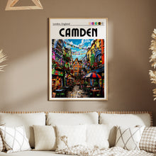 Load image into Gallery viewer, Camden London Print, Colourful Street Scene Poster, England City Wall Art