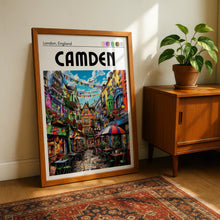 Load image into Gallery viewer, Camden London Print, Colourful Street Scene Poster, England City Wall Art