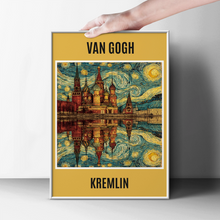 Load image into Gallery viewer, Van Gogh Kremlin Moscow Poster, Starry Night Style Russia Wall Art Print