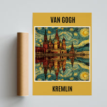 Load image into Gallery viewer, Van Gogh Kremlin Moscow Poster, Starry Night Style Russia Wall Art Print