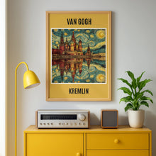 Load image into Gallery viewer, Van Gogh Kremlin Moscow Poster, Starry Night Style Russia Wall Art Print