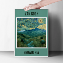 Load image into Gallery viewer, Van Gogh Snowdonia Poster, Wales Mountain Landscape Print, Swirly Sky Wall Art