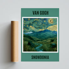 Load image into Gallery viewer, Van Gogh Snowdonia Poster, Wales Mountain Landscape Print, Swirly Sky Wall Art