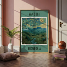 Load image into Gallery viewer, Van Gogh Snowdonia Poster, Wales Mountain Landscape Print, Swirly Sky Wall Art