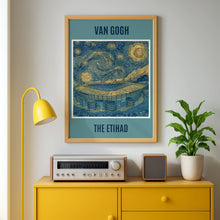 Load image into Gallery viewer, Etihad Stadium Van Gogh Starry Night Poster, Man City Football Art Print
