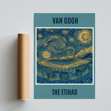 Load image into Gallery viewer, Etihad Stadium Van Gogh Starry Night Poster, Man City Football Art Print