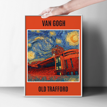 Load image into Gallery viewer, Old Trafford Van Gogh Starry Night poster, Manchester United stadium art print