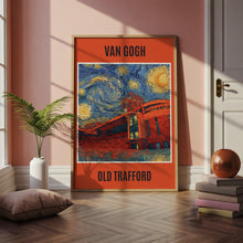 Load image into Gallery viewer, Old Trafford Van Gogh Starry Night poster, Manchester United stadium art print