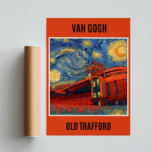Load image into Gallery viewer, Old Trafford Van Gogh Starry Night poster, Manchester United stadium art print