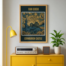 Load image into Gallery viewer, Edinburgh Castle Van Gogh Starry Night Style Poster, Scotland Wall Art Print