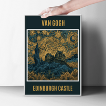 Load image into Gallery viewer, Edinburgh Castle Van Gogh Starry Night Style Poster, Scotland Wall Art Print