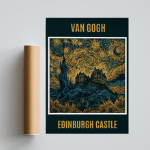 Load image into Gallery viewer, Edinburgh Castle Van Gogh Starry Night Style Poster, Scotland Wall Art Print