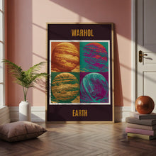Load image into Gallery viewer, Warhol Style Earth Planet Pop Art Poster, Bold Retro Space Print, Colourful Grid