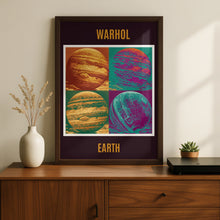 Load image into Gallery viewer, Warhol Style Earth Planet Pop Art Poster, Bold Retro Space Print, Colourful Grid