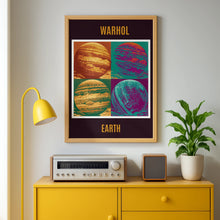 Load image into Gallery viewer, Warhol Style Earth Planet Pop Art Poster, Bold Retro Space Print, Colourful Grid