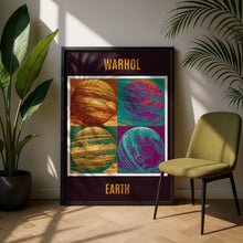 Load image into Gallery viewer, Warhol Style Earth Planet Pop Art Poster, Bold Retro Space Print, Colourful Grid