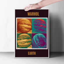 Load image into Gallery viewer, Warhol Style Earth Planet Pop Art Poster, Bold Retro Space Print, Colourful Grid