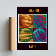 Load image into Gallery viewer, Warhol Style Earth Planet Pop Art Poster, Bold Retro Space Print, Colourful Grid
