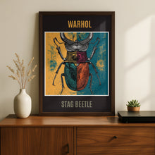 Load image into Gallery viewer, Stag Beetle Pop Art Poster, Warhol Style Insect Print, Bold Colourful Wall Art