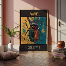 Load image into Gallery viewer, Stag Beetle Pop Art Poster, Warhol Style Insect Print, Bold Colourful Wall Art