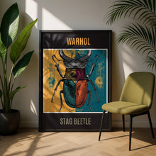 Load image into Gallery viewer, Stag Beetle Pop Art Poster, Warhol Style Insect Print, Bold Colourful Wall Art