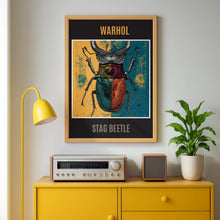 Load image into Gallery viewer, Stag Beetle Pop Art Poster, Warhol Style Insect Print, Bold Colourful Wall Art