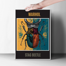 Load image into Gallery viewer, Stag Beetle Pop Art Poster, Warhol Style Insect Print, Bold Colourful Wall Art
