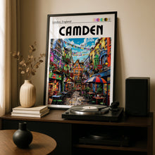Load image into Gallery viewer, Camden London Print, Colourful Street Scene Poster, England City Wall Art