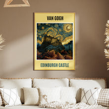 Load image into Gallery viewer, Edinburgh Castle Van Gogh Starry Night Art Print, Scotland Swirling Sky Poster