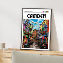 Load image into Gallery viewer, Camden London Print, Colourful Street Scene Poster, England City Wall Art