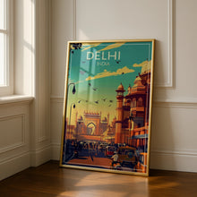 Load image into Gallery viewer, Delhi India Retro City Poster, Vintage India Print, Old Delhi Street Art