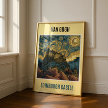 Load image into Gallery viewer, Edinburgh Castle Van Gogh Starry Night Art Print, Scotland Swirling Sky Poster